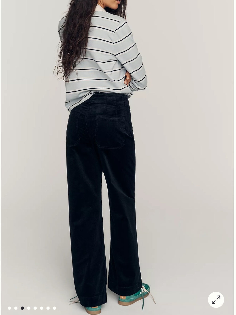 Maeve Colette Wide-Leg Corduroy Pants in Black